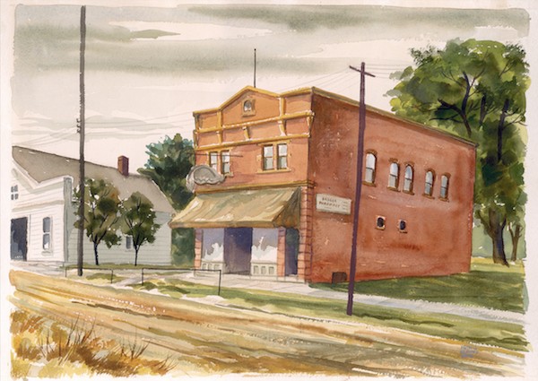 Painting of Badger Pharmacy near the UW-Madison campus