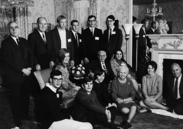 Former Governor and Mrs. Mary Rennebohm pose with Rennebohm scholars and committee members